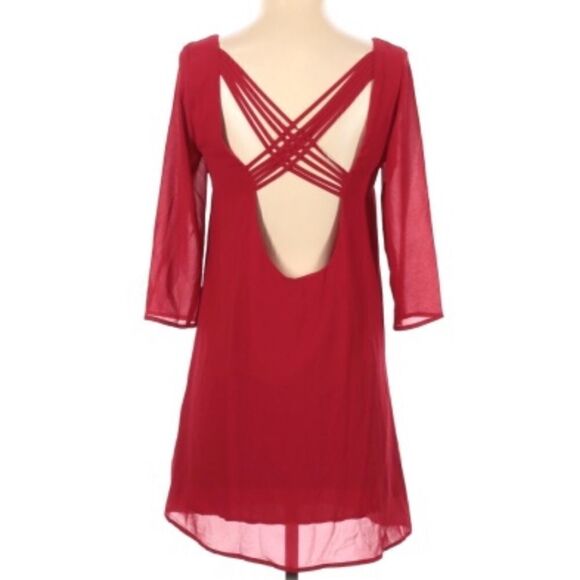 TOBI Ruby Red Crisscross Mini Dress XS - Picture 2 of 6